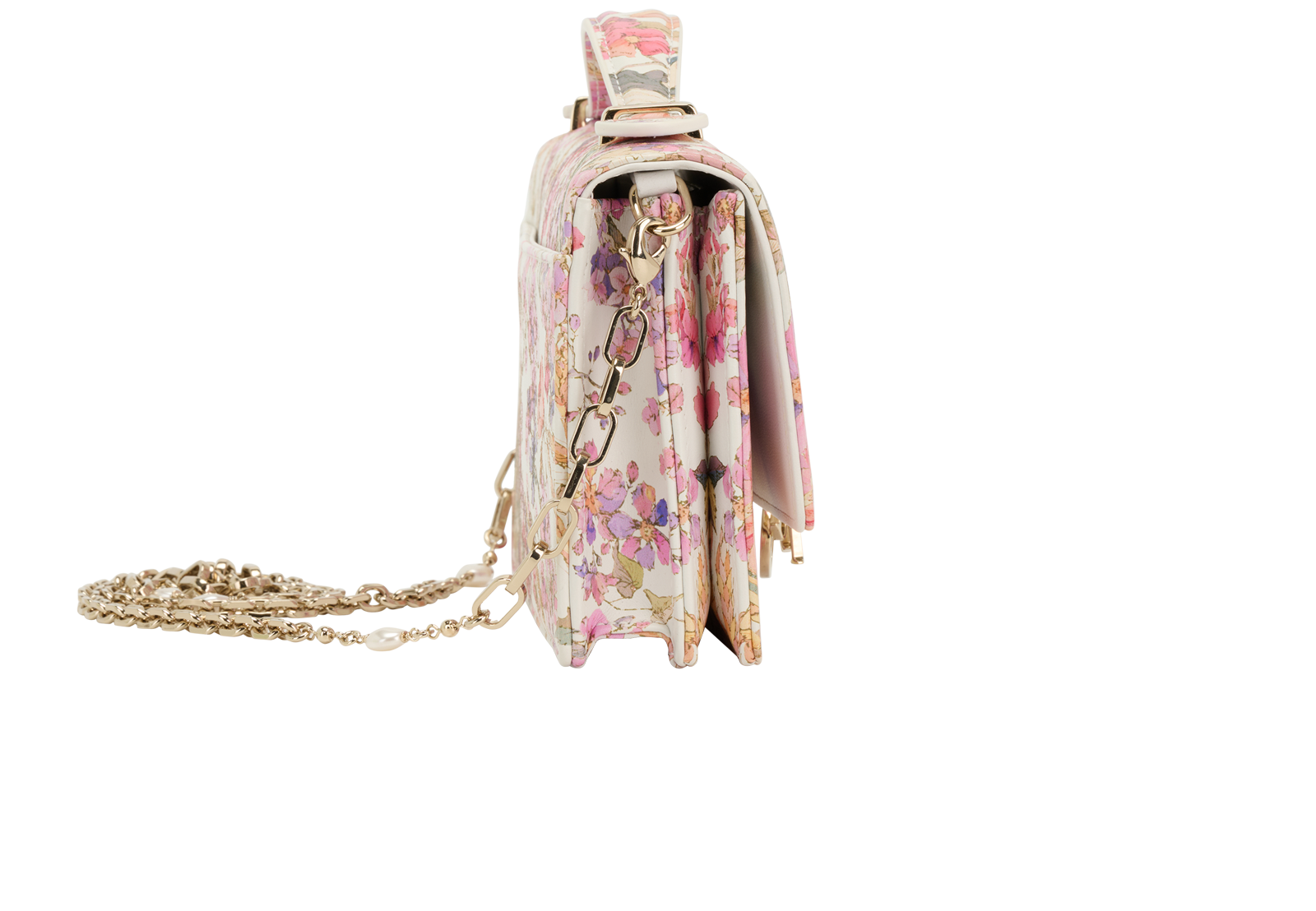 Medium Glycine Wallet On Chain, &pound;2,200, Handbags, Pink/Purple/White, Leather, Side view